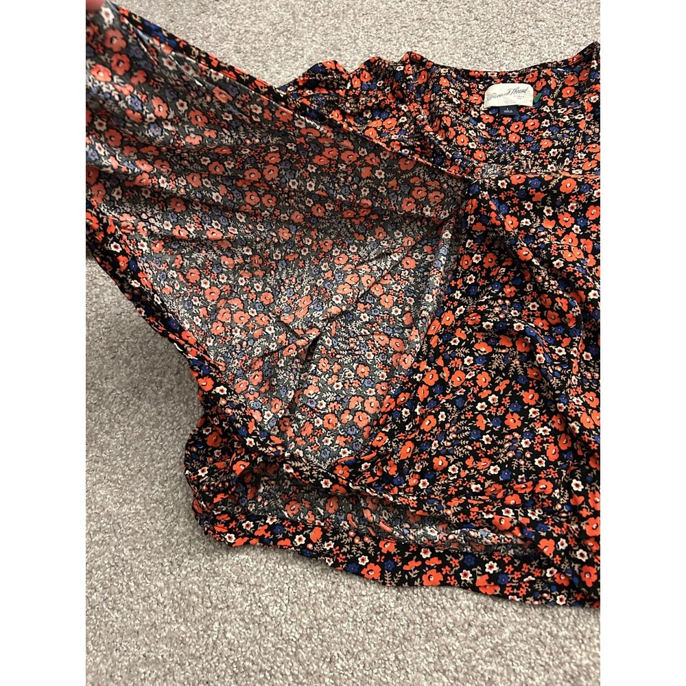 Vintage Sexy Floral Wrap Blouse Womens Large Multi Tie Front Excellent Long Slv - Picture 10 of 10